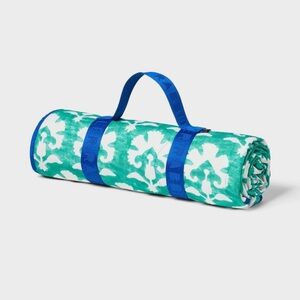 Roller Rabbit x Target Stamped Floral Picnic Blanket Teal NEW